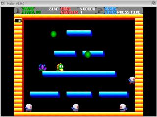 Screenshot of Hatari running the game Double Bobble 2000 for Atari Falcon.