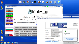 Windows 7 running on battery power, settings for two screens with different resolutions.