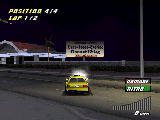 USA Raser game for PlayStation - Las Vegas stage with house and big advert about cars, jeeps and exotics.