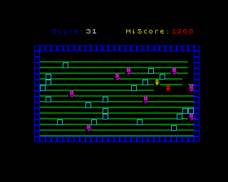First screenshot of the game Garden for Sinclair ZX Spectrum on early level.